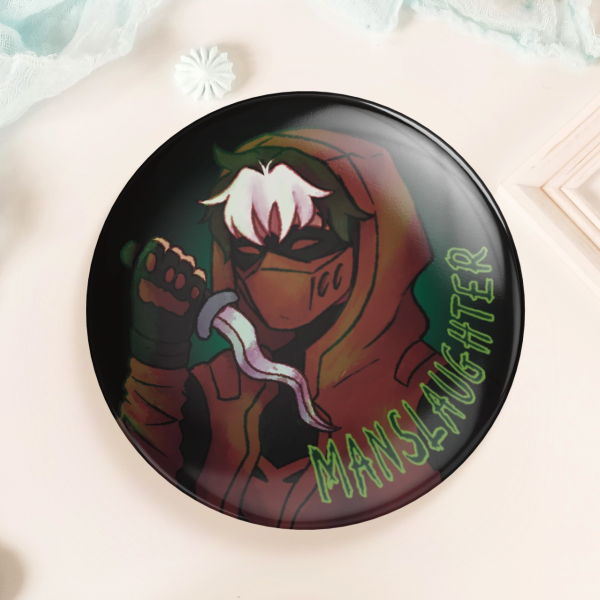 Manslaughter Red Hood button badge