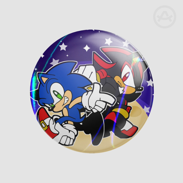 Chibi Sonic & Shadow Round Badge