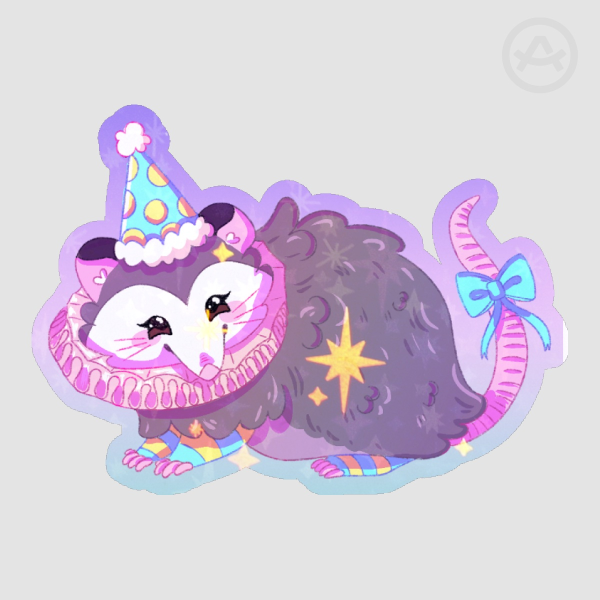 Confetti the Clown Possum Sticker
