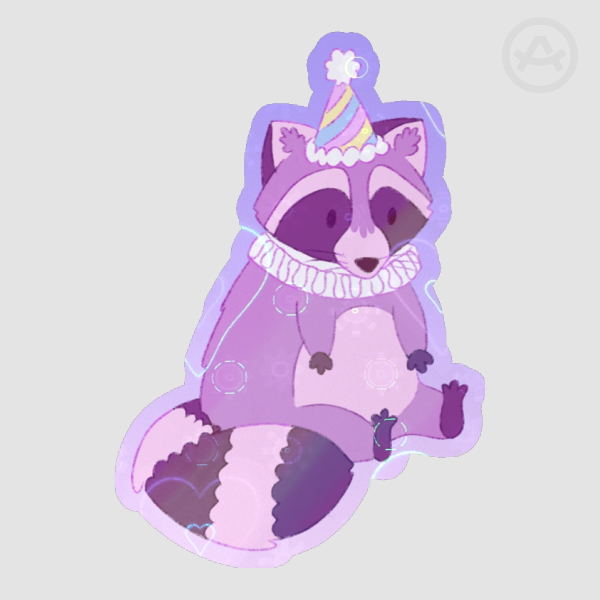 Silly Purple Party Clown Raccoon Sticker