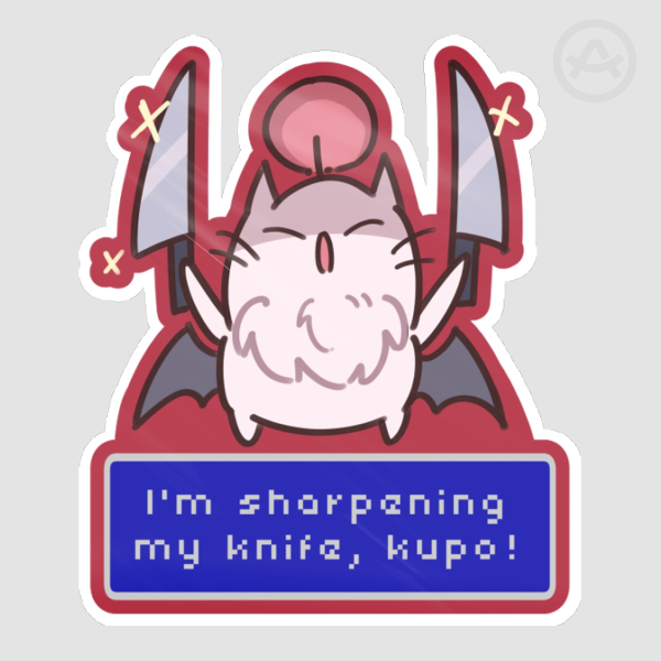 "I'm sharpening my knife!" Moogle sticker