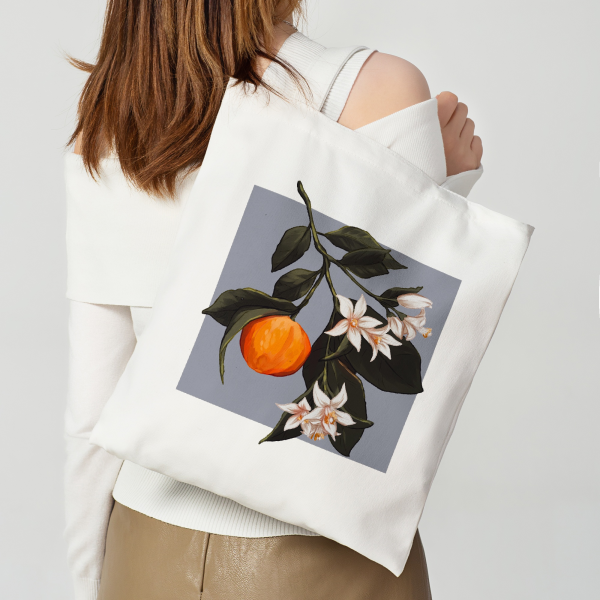 Tangerine Canvas Tote Bags - 13.7″x15.7″(35x40cm)