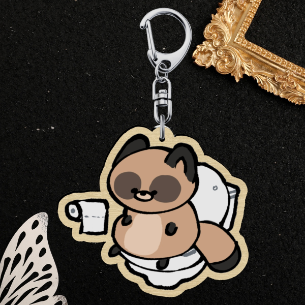 POOP TIME KICHI WOOD KEYCHAIN