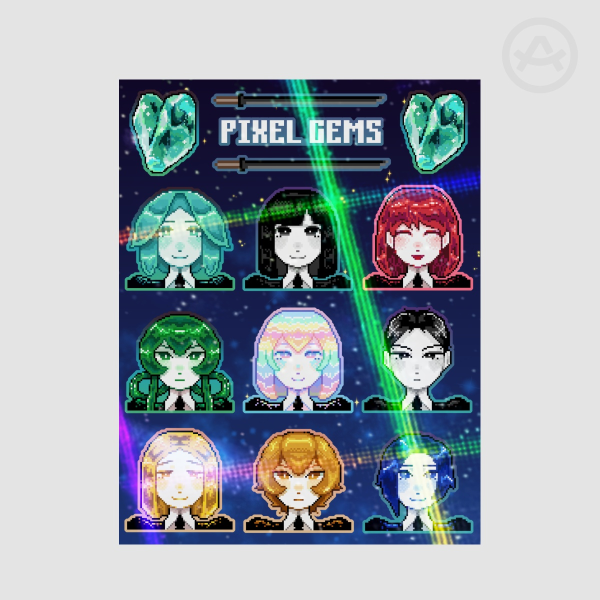 Pixel Gems Stickers Sheet
