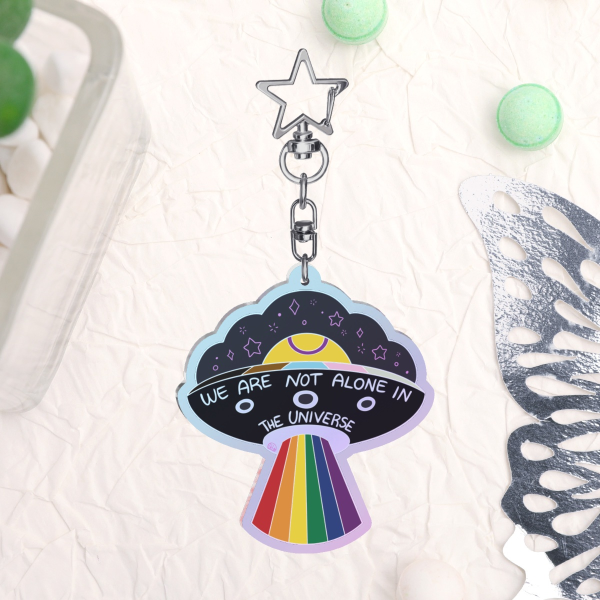 (Rainbow effect) We Are Not Alone In The Universe Keychain
