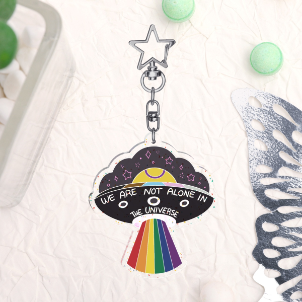 (Glitter effect) We Are Not Alone In The Universe Keychain
