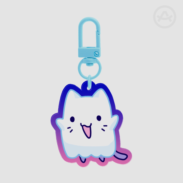 Ghost Kitty Colored Edge Acrylic Keychains