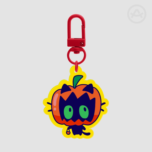 Pumpkin Kitty Colored Edge Acrylic Keychains