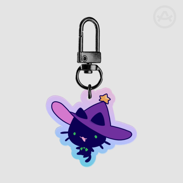 Witch Kitty Colored Edge Acrylic Keychains