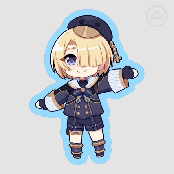 Chibi Freminet | Blue Colored Edge Die Cut Sticker