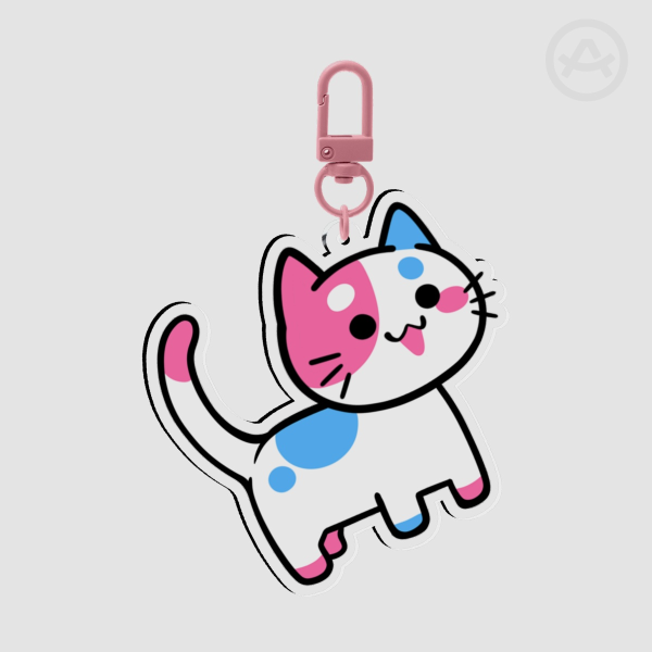 Pink Trans Cat Acrylic Keychain