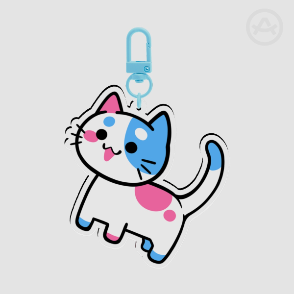 Blue Trans Cat Acrylic Keychains