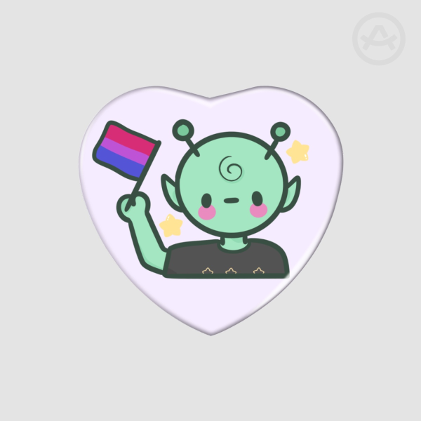 Bisexual Alien Heart Shape Holographic Badge