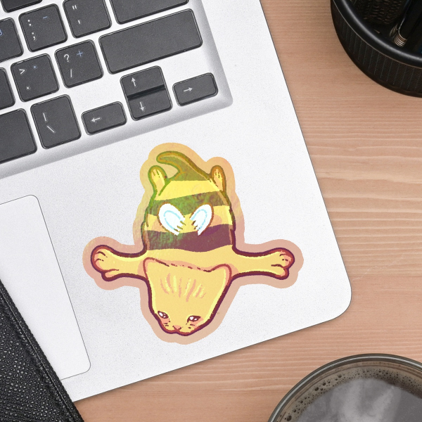 Bee Cat Sticker (Rainbow Holographic)