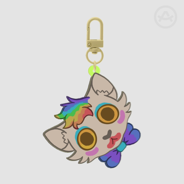 Polka Cat Head Keychain