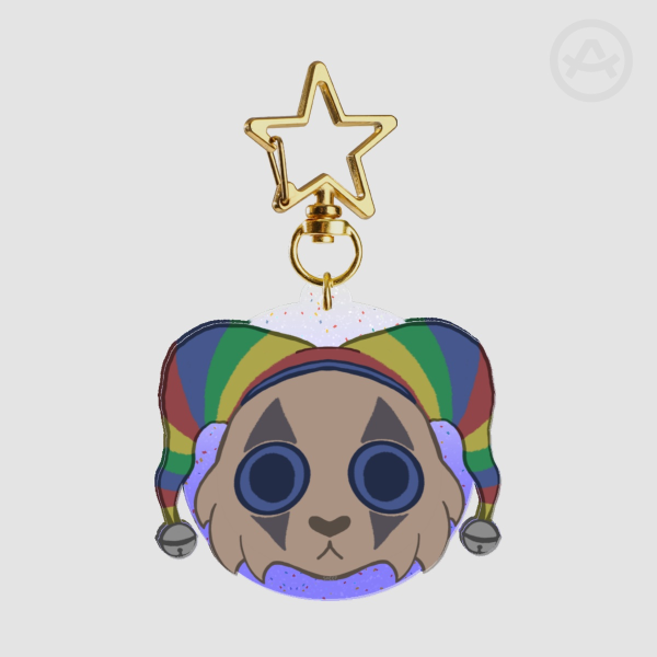 Jester Cat Head Glitter Keychain