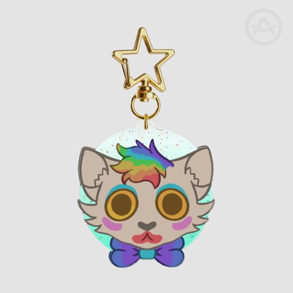Polka Cat Head Glitter Keychain