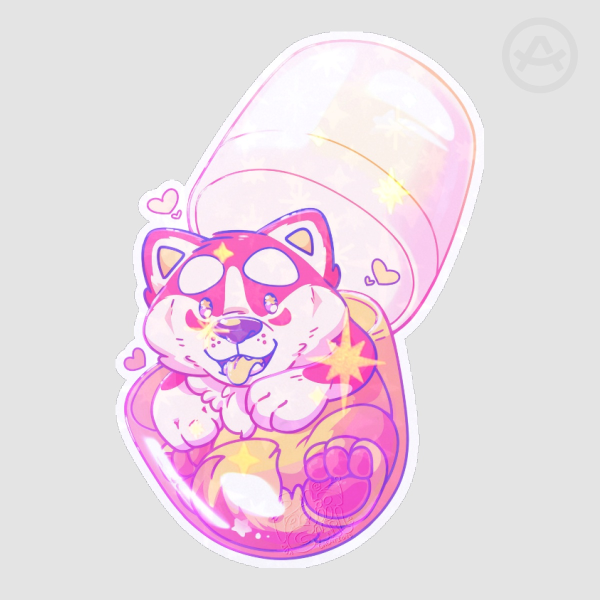 Puppy Pill Holo-star sticker