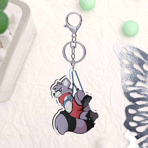 Captive Critters Keychain - Shibari Bound Raccoon
