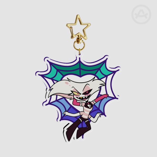 Chibi Angel Dust Gay Pride Acrylic Keychain