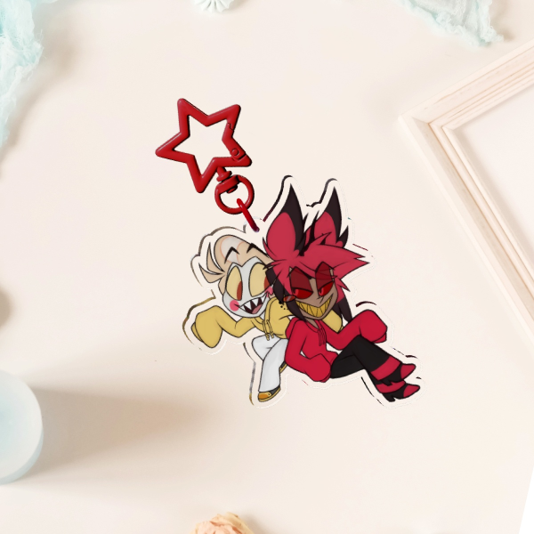 Alastor and Lucifer Sweaters Acrylic Keychain