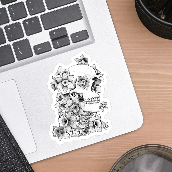 Skull and Daffodil Sticker