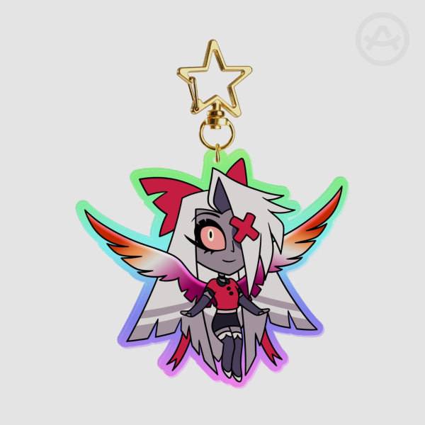 Chibi Vaggie Lesbian Pride Acrylic Rainbow Keychain