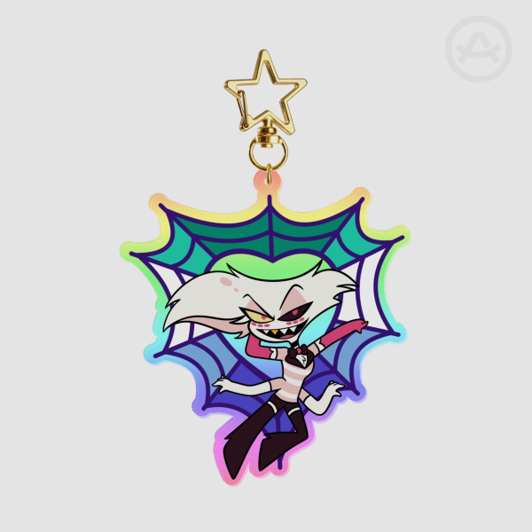 Chibi Angel Dust Gay Pride Rainbow Acrylic Keychain