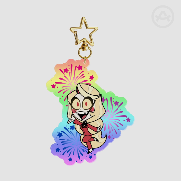 Chibi Charlie Bi Pride Rainbow Acrylic Keychain