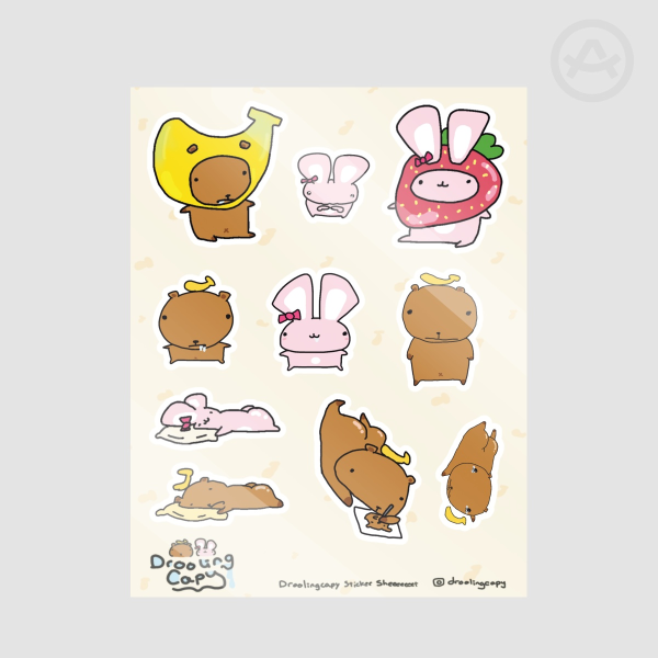 Drooling Capy sticker sheet Cute