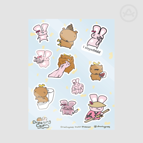 Drooling Capy sticker sheet Meme