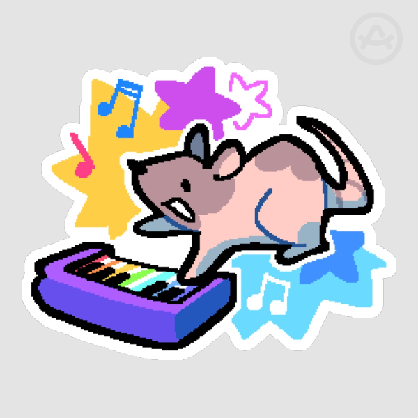 Neil banging out the tunes - Rat Sticker