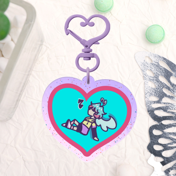[ Dislyte ] Q Heart Glitter Acrylic Keychains