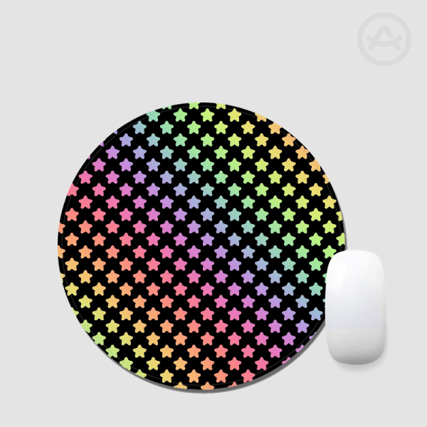 Rainbow Star Round Mouse Pad