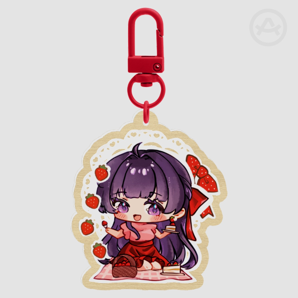 Strawberry Fest - Raiden Mei - Wood Keychain