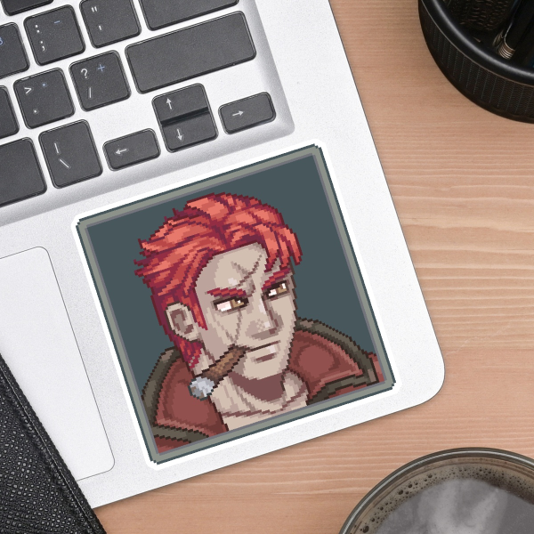 Pixel Kyle the Red Fist Sticker