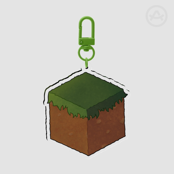 Grass Block Keychain