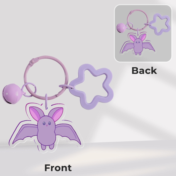 Halloween Vibes spoopy purple bat Clear Acrylic Keychains