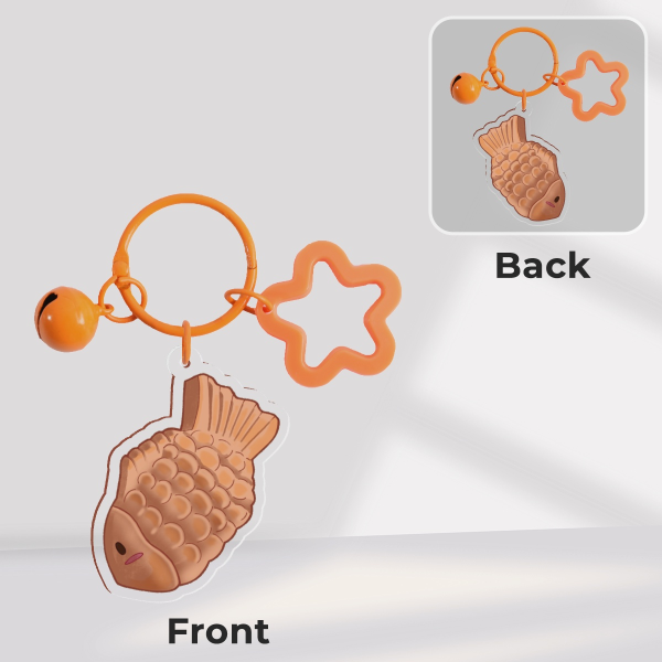 Taiyaki Japanese Fish Cake With Red Bean paste Clear Acrylic Keychains