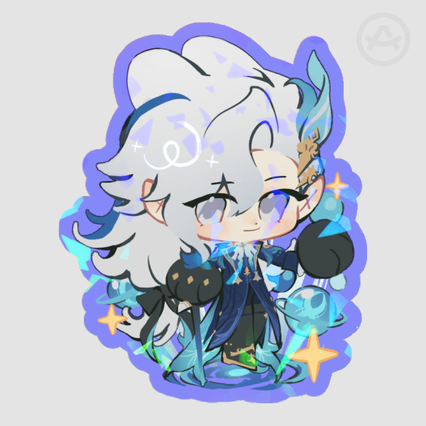 Colored Edge Die Cut Stickers - Neuvillette Genshin Impact