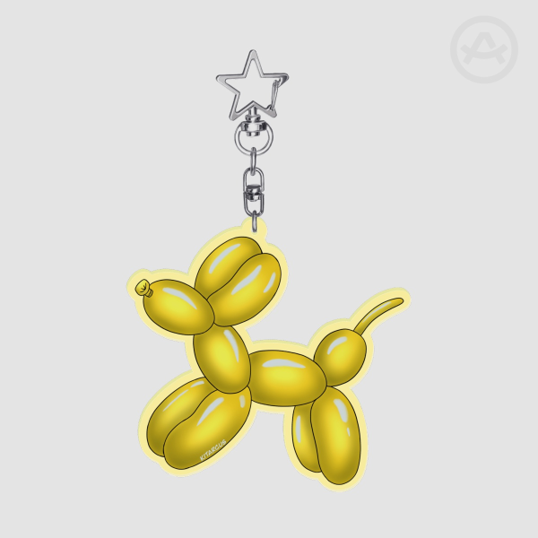 Yellow Balloon Dog - Acrylic Keychain