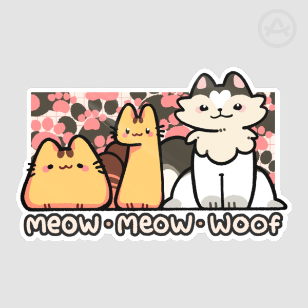 Cheeto, Mesh & Aki Meow Meow Woof Sticker