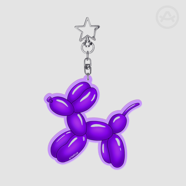 Purple Balloon Dog - Acrylic Keychains
