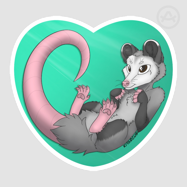 Heart Opossum - Die Cut Sticker