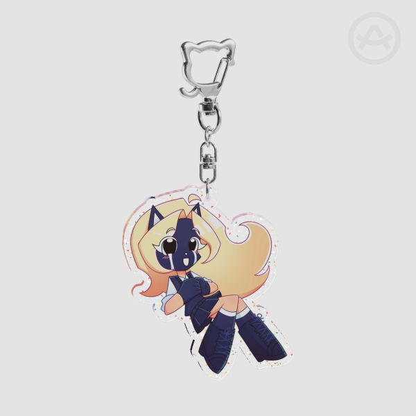 Kat Glitter Acrylic Keychain