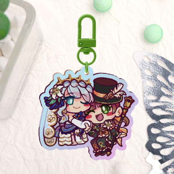 Masara Kagami & Kokoro Awane Bride (Magitober 2024)【Rainbow Acrylic Keychain】