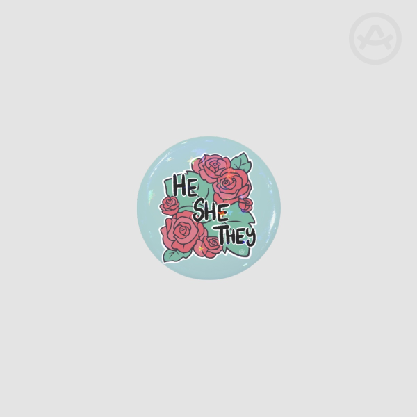 He/She/They - holo star Badge