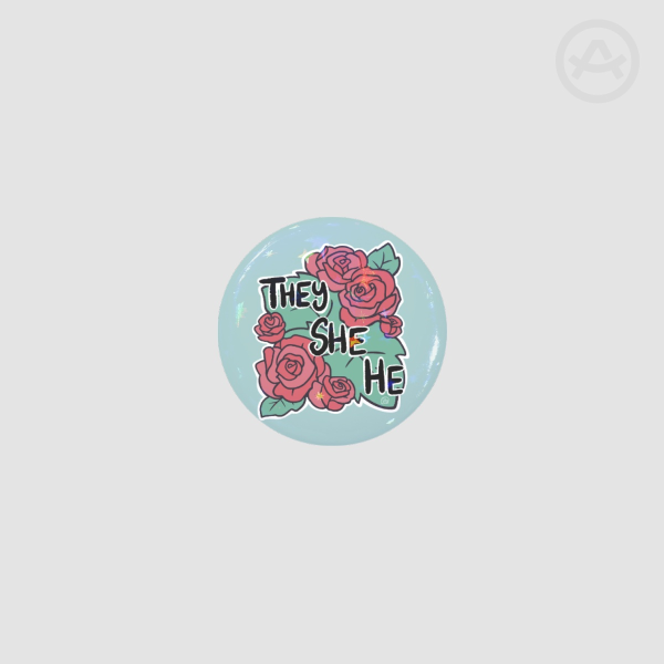 They/She/He - holo star Badge
