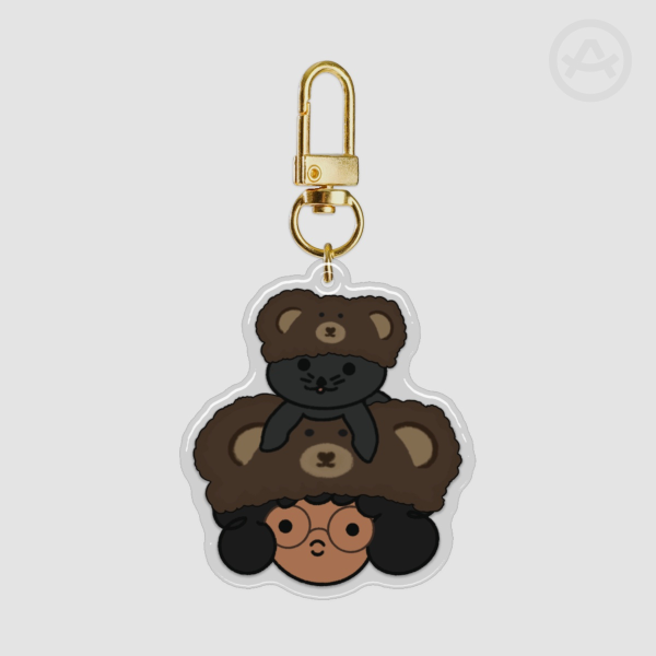 Atiredcloud Teddy Hat Epoxy Clear Acrylic Keychain
