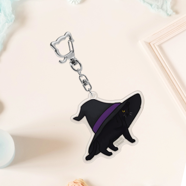 Witch Cat Epoxy Keychain